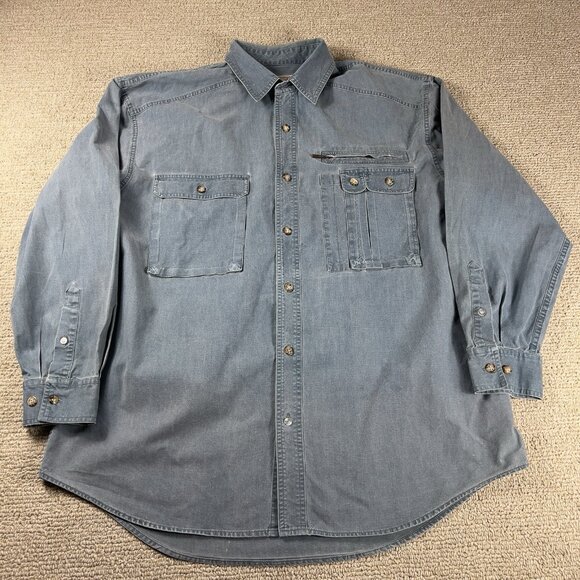Norm Thompson Button Down Denim Shirt Blue Men’s Size XXL - Picture 1 of 9
